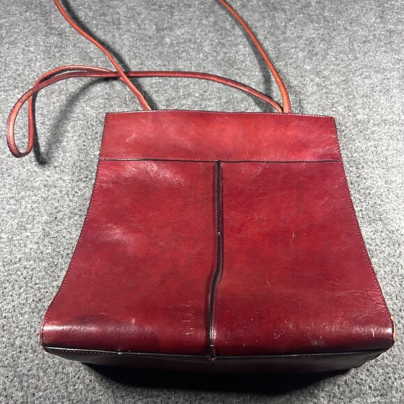 Pelle Studio Tote Purse Burgundy Red Wilsons Leather Double Shoulder Straps Vtg - Picture 10 of 12